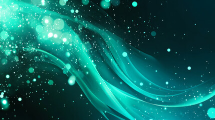 Colorful abstract waves with luminous dots create a dynamic visual experience in a dark background setting