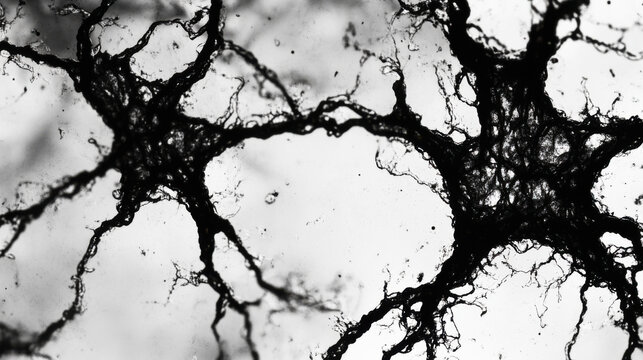 Intricate network of neurons highlighted in monochrome study of brain science