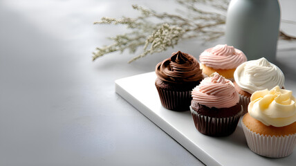 chocolate cupcakes on a white background