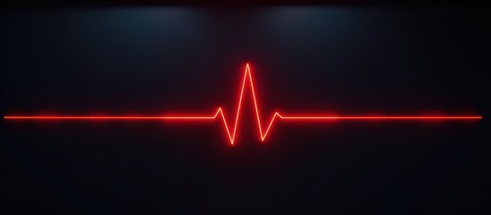 Neon red heartbeat line on a dark background, symbolizing health and vitality.