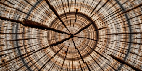 Wooden tree trunk close-up with intricate growth rings and textures.