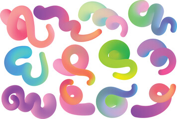 Fototapeta premium Swirling fluid tubes with vibrant gradient colors on white background abstract colorful