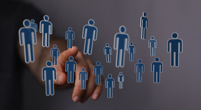 Visualize social connection with human figures. Networking, communication, teamwork and connection concept. On