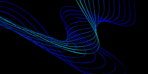 Abstract fractal design of a futuristic blue wave pattern with lines of light for a technology backdrop