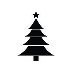 Black christmas tree with star in vector format