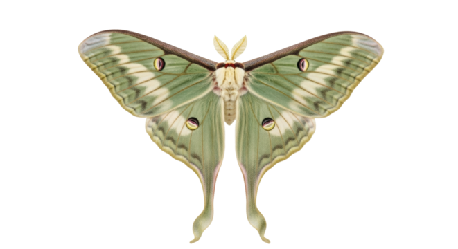 Isolated Actias luna, Luna Moth, lepidopteran, entomology, lunar moth, no background