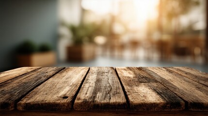 Minimal Wooden Table Background with Soft Natural Light for Product Mockup or Branding Template Design