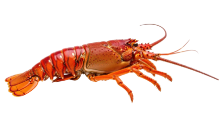 Isolated spiny lobster, crustacean species from the genus Panulirus found in warm waters