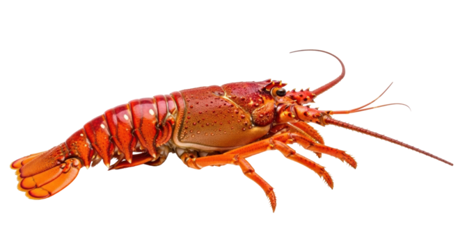Isolated spiny lobster, crustacean species from the genus Panulirus found in warm waters