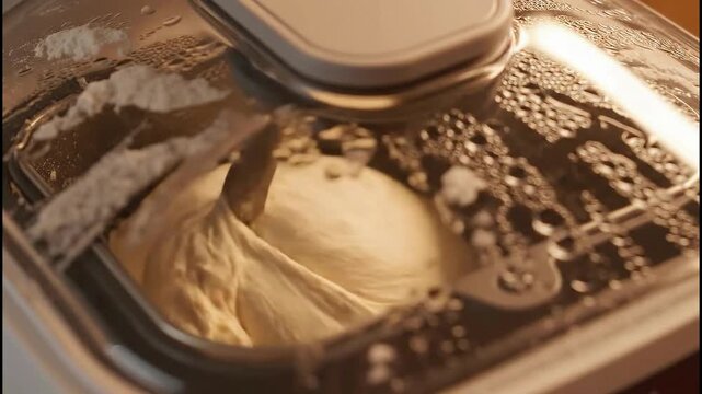 Close up of Dough Being Mixed in Bread Machine