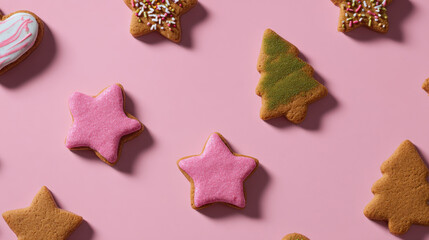 delightful gingerbread cookies arranged in playful pattern against clean ultrabright background