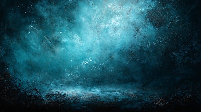 Abstract textured background with vibrant teal and blue light effects evoking deep water or cosmic nebula