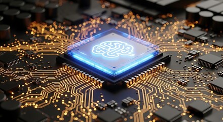 High-Tech Central Processing Unit (CPU) on Dark Board