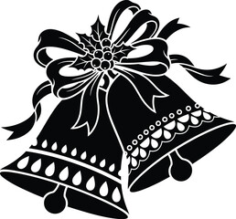 Elegant black and white christmas bells with bow