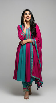 Beautiful Indian Woman in Vibrant Traditional Ethnic Attire