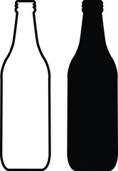 Bottle outline and solid fill silhouette vector illustration isolated on white