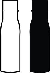 Minimalist outline and filled black silhouette of two generic liquid bottles