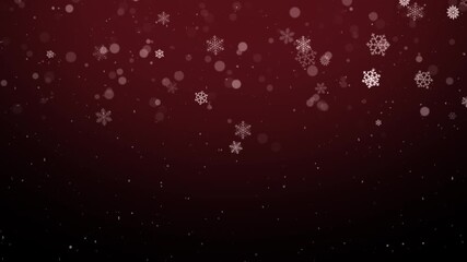 Beautiful Christmas Background with White Snowflakes on Red Scene – Perfect for Seasonal Videos, Greeting Cards, and Celebration Promos