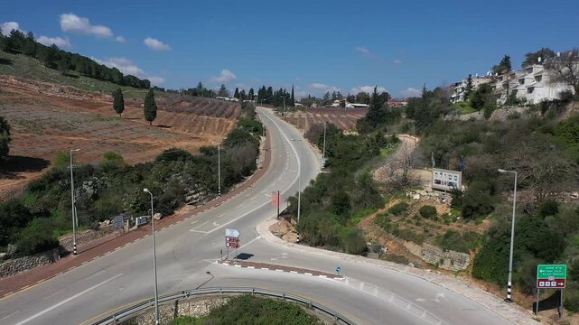 Aerial view of the Metula colony in northern Israel on the border with Lebanon