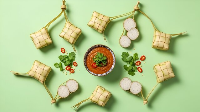 Ketupat Lontong and Peanut Sauce A Festive Eid alFitr Feast.