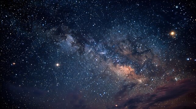 Vast milky way galaxy illuminated by countless stars and nebulae in the deep cosmos