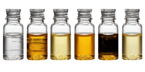 Collection of Different Liquids Inside Glass Bottles