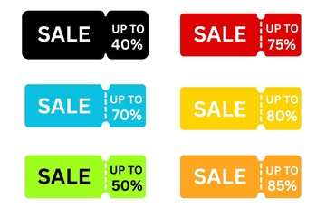 Sale tags, set of discount labels