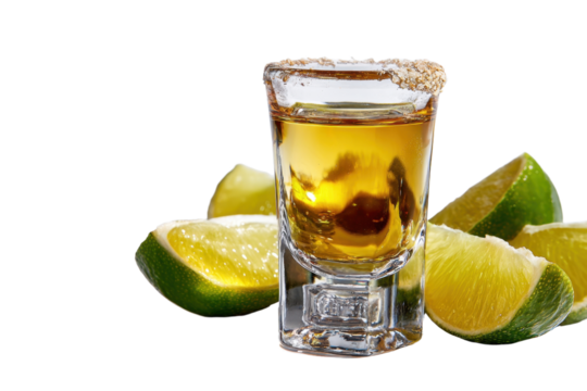 Shot of Tequila with Salted Rim and Lime Wedges Ready to Serve - Powered by Adobe
