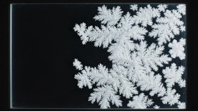 Formation of Silver Dendrites in Electrochemical Deposition Process on a Transparent Support Against a Dark Background Close Up View