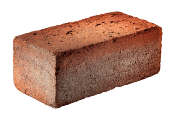 Single Red Brick Isolated on Transparent Background