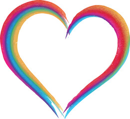 Vivid watercolor heart painted in clearly defined rainbow colors symbolizing love and diversity - vector illustration