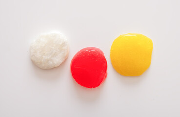 Translucent slime in bright colors. Evokes relaxation and creativity through texture.