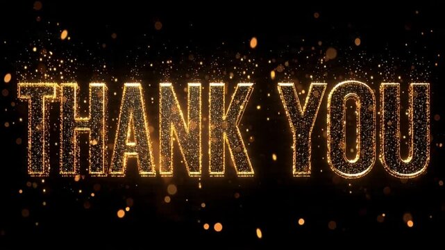 Thank you for watching text word gold light animation loop with glitch text effect. 4K 3D seamless looping Thank you for watching effect element for Cinema trailer, Sales Marketing title banner.