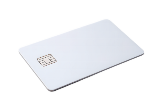 A Clean White Credit Card with EMV Chip on Black Background for Financial Transactions