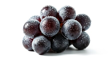 Close up of a cluster of dark purple grapes covered in a light dusting of sugar