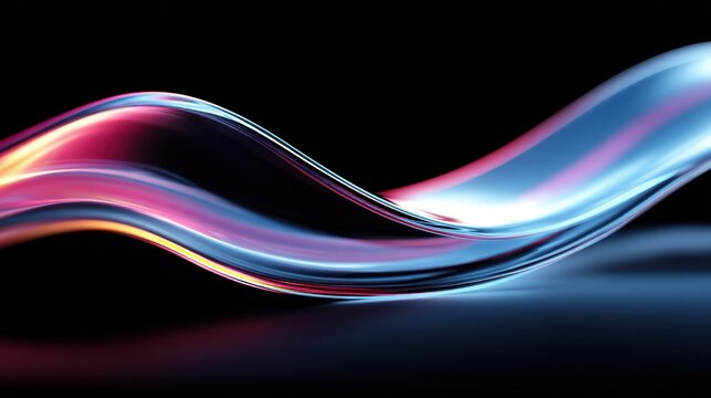 Soft glass gradient in cyan and pink on black displays futuristic depth and smooth luminescence, creating a mesmerizing effect for design stock market - Powered by Adobe