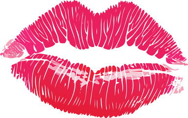 Beautiful red lips isolated on transparent background. red lipstick kiss . lips with lipstick mark on a white background.