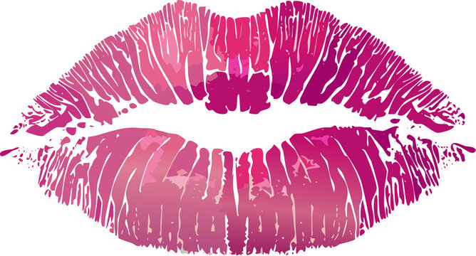 Beautiful red lips isolated on transparent background. red lipstick kiss . lips with lipstick mark on a white background. - Powered by Adobe