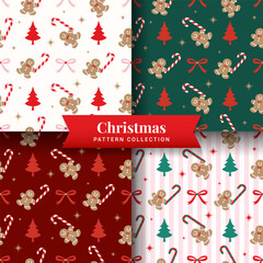 Christmas gingerbread seamless pattern collection vector illustration