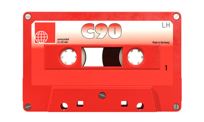 audio cassette tape on transparent background 3d
