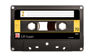 Analog audio cassette tape 3d isolated background