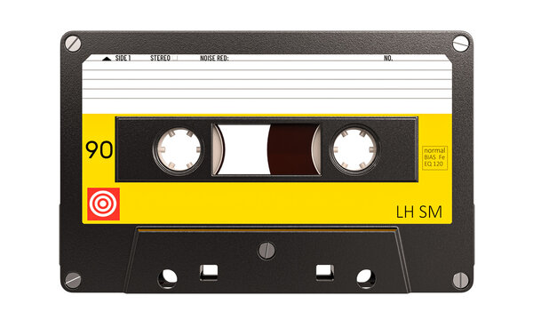 Audio cassette retro 3d transparent background