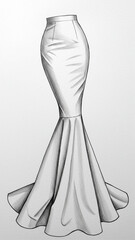 Fashion Sketch of Elegant Mermaid Style Skirt
