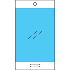Minimalist Graphic Representation Of A Smartphone With A Light Blue Screen And White Frame Isolated On A Transparent Background With Subtle Screen Reflections