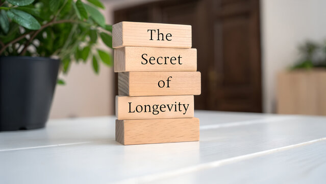 Unveiling the secret of longevity on wooden blocks, a concept for a long and healthy life journey