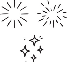 Sunburst Rays and Confetti Line Icon Collection