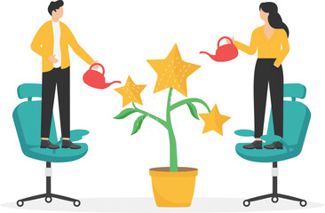 Growing knowledge or innovative idea, developing creativity for succeeding business or career growth, team development concept.

