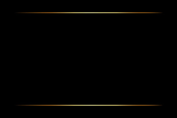 Obraz premium Elegant black background with thin golden horizontal borders on the top and bottom, creating a luxurious and minimalist frame ideal for invitations, banners, and premium designs.