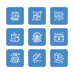 Health Care and medical icon set collection. Vector icon illustration