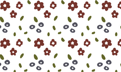 Muted Color Small Floral Pattern Vector. Soft Dusty Color Seamless Design Background.